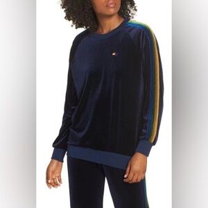 Aviator Nation Navy Blue Classic Velvet 5 Stripe Crewneck/Sweatshirt/Pullover|🌈
